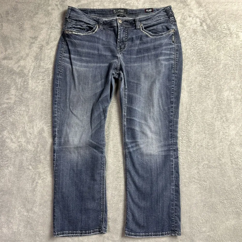 Silver Fluid Denim Suki Mid Capri Womens Jeans 14/23 Medium Wash Y2K